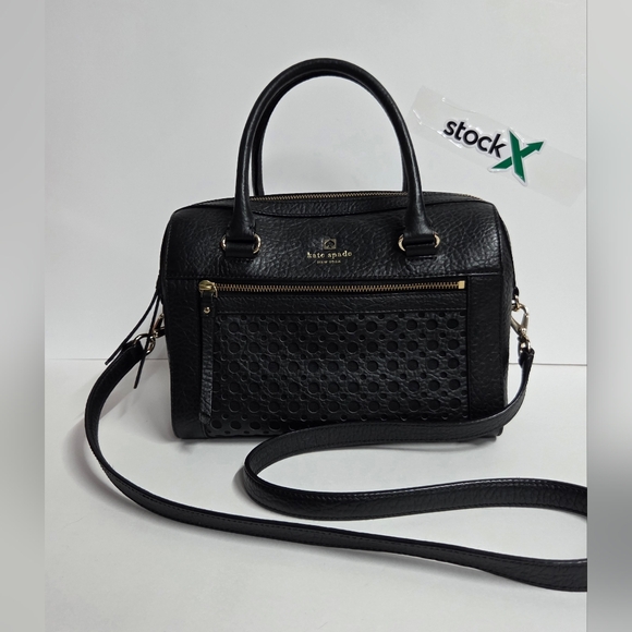Kate Spade Perry Lane  leather Sholder crossbody Bubble Satchell black/Gold - Picture 1 of 11